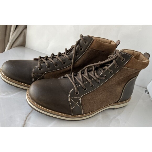 IZOD Legacy Men Brown Leather Ankle Boots Memory Foam Cushion Sz 12 M Lace Up main image 13